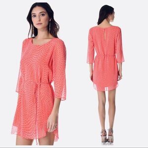 Rory Beca Jakks Silk Chiffon Mini Dress Mai Tai Print Coral Peach M